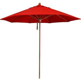 California Umbrella Lodge 9' Round Patio Umbrella Sunbrella 2A Jockey Red Fabric STAF908202-5403