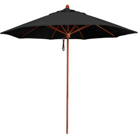 California Umbrella Lodge 9' Round Patio Umbrella Sunbrella 1A Black Fabric STAF908202-5408