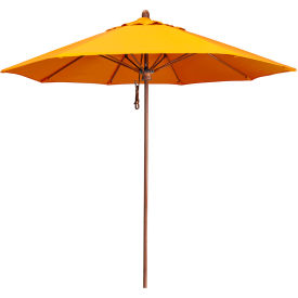 California Umbrella Lodge 9' Round Patio Umbrella Sunbrella 1A Sunflower Yellow Fabric STAF908202-5457