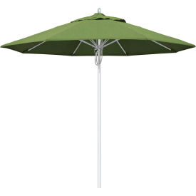 California Umbrella 9' Patio Umbrella Newport Series Silver Pole Sunbrella 1A Spectrum Cilantro AATF908AH002-48022