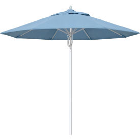 California Umbrella 9' Patio Umbrella Newport Series Silver Pole Sunbrella 1A Air Blue AATF908AH002-5410