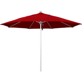 California Umbrella Venture 11' Patio Umbrella Silver Pole Sunbrella 2A Jockey Red Fabric ALTO118002-5403
