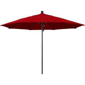 California Umbrella Venture 11' Patio Umbrella Black Pole Sunbrella 2A Jockey Red Fabric ALTO118302-5403