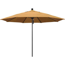 California Umbrella Venture 11' Patio Umbrella Black Pole Sunbrella 1A Wheat Fabric ALTO118302-5414