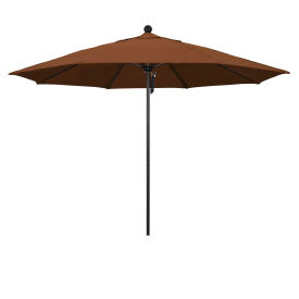 California Umbrella Venture 11' Patio Umbrella Black Pole Olefin Teak Fabric ALTO118302-F71