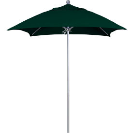 California Umbrella Venture 6' Patio Umbrella Silver Pole Sunbrella 1A Forest Green Fabric ALTO604002-5446