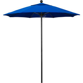 California Umbrella Venture 7.5' Patio Umbrella Black Pole Olefin Royal Blue Fabric ALTO758302-F03
