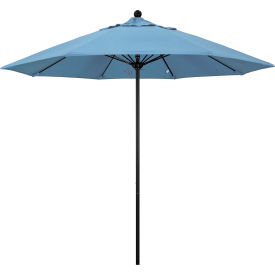 California Umbrella Venture 9' Patio Umbrella Black Pole Sunbrella 1A Air Blue Fabric ALTO908302-5410
