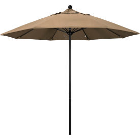 California Umbrella Venture 9' Patio Umbrella Black Pole Sunbrella 1A Heather Beige Fabric ALTO908302-5476