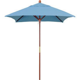 California Umbrella Grove 6' Square Patio Umbrella Wood Pole Sunbrella 1A Air Blue Fabric MARE604-5410
