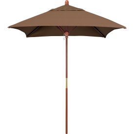 California Umbrella Grove 6' Square Patio Umbrella Wood Pole Sunbrella 1A Cocoa Fabric MARE604-5425