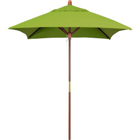 California Umbrella Grove 6' Square Patio Umbrella Wood Pole Sunbrella 2A Macaw Fabric MARE604-5429