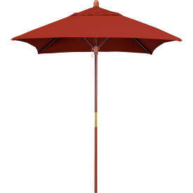 California Umbrella Grove 6' Square Patio Umbrella Wood Pole Sunbrella 2A Terracotta Fabric MARE604-5440