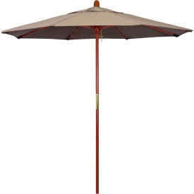 California Umbrella 7.5' Patio Umbrella Grove Series Hardwood Pole Sunbrella Taupe MARE758-5461