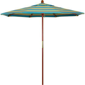 California Umbrella 7.5' Patio Umbrella Grove Series Hardwood Pole Sunbrella Astoria Lagoon MARE758-56096