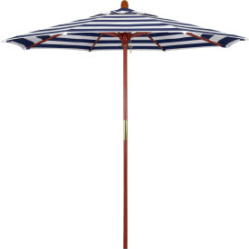 California Umbrella 7.5' Patio Umbrella Grove Series Hardwood Pole Olefin Navy/White CabanaStripe MARE758-F96