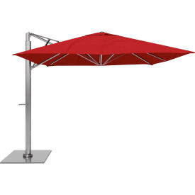 California Umbrella Sola 10' x 10' Cantilever Umbrella Silver Frame Sunbrella Jockey Red Fabric SOLA338001-6003