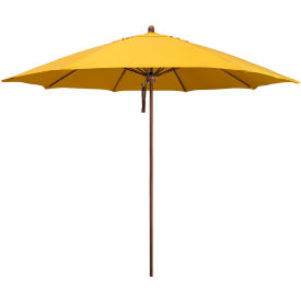 California Umbrella Madera 11' Patio Umbrella Woodgrain Pole Sunbrella 1A Sunflower Yellow Fabric STAF118202-5457