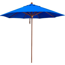 California Umbrella Lodge 9' Round Patio Umbrella Sunbrella 1A Pacific Blue Fabric STAF908202-5401