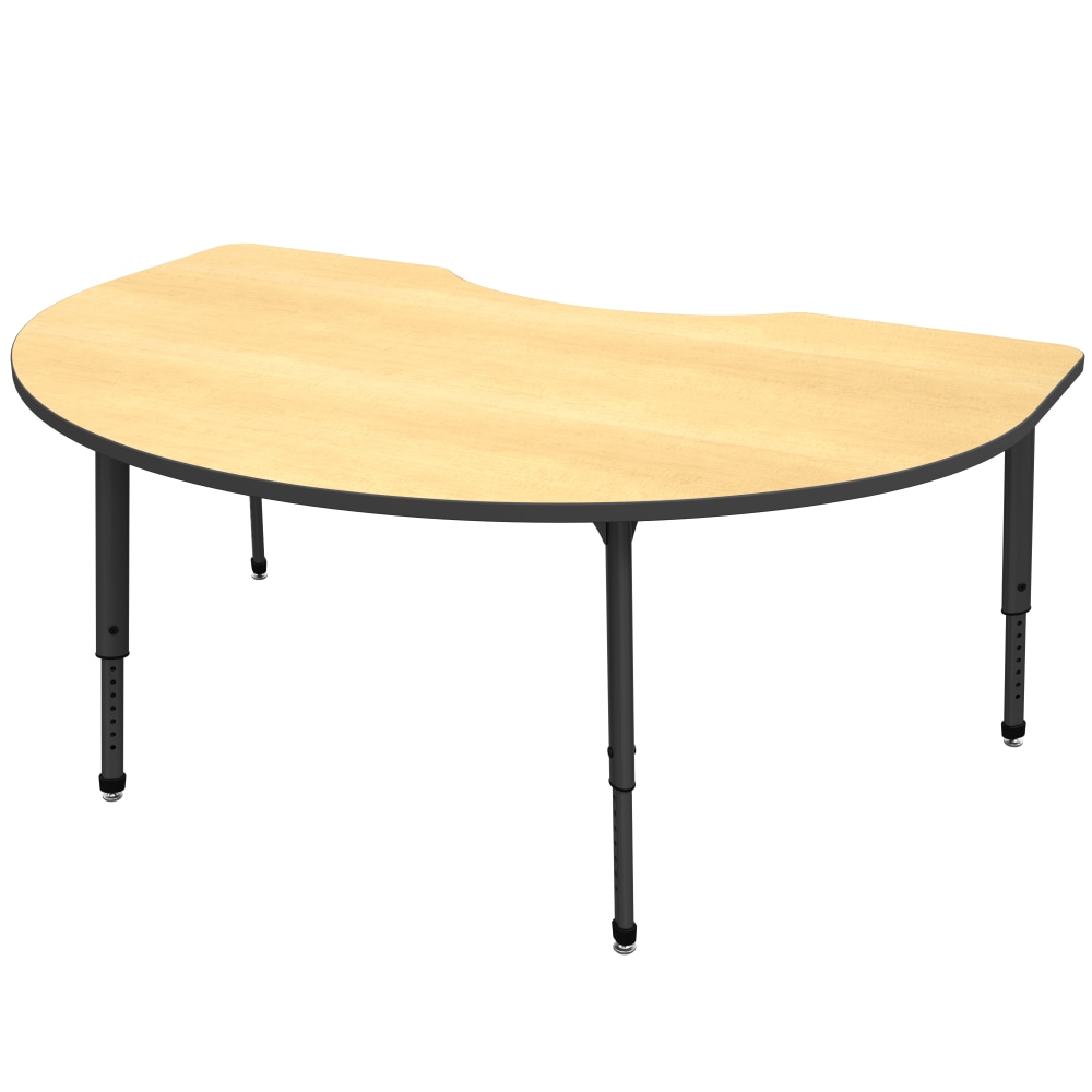 Marco Group Apex Series Adjustable Height Kidney Table, 30inH x 72inW x 48inD, Maple/Black MPN:38-2268-50-BLK