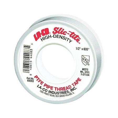 Thread Sealant Tape, PTFE, 600 in. L, White MPN:44083