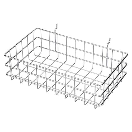 Rectangular Storage Basket, 1-3/8 in Opening Mesh Size, Steel, Silver MPN:923-12