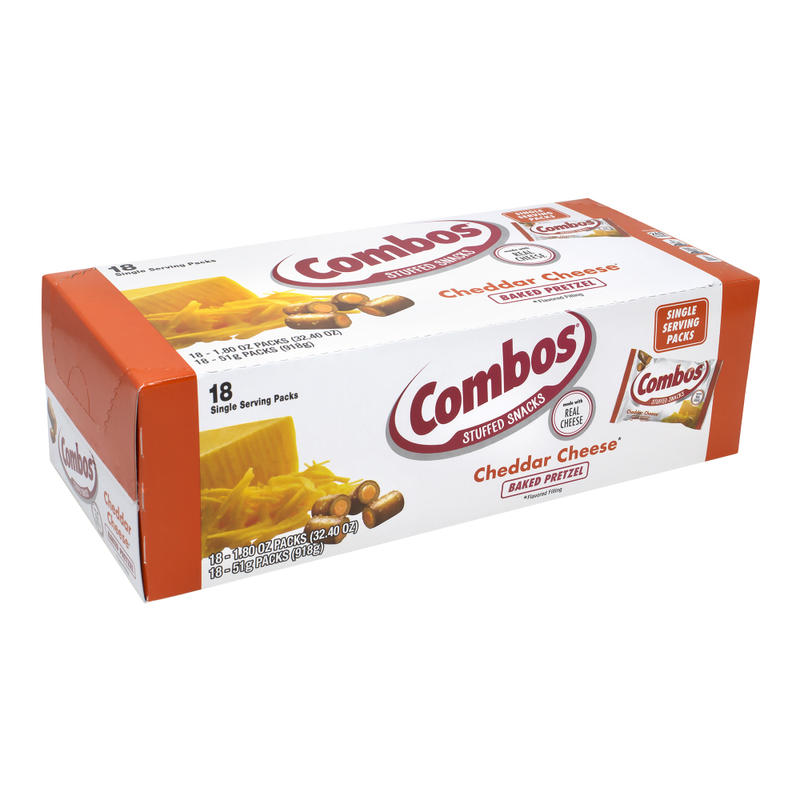 Combos Cheddar Cheese Pretzel Baked Snacks, 1.8 Oz, Box Of 18 Packs MPN:551138
