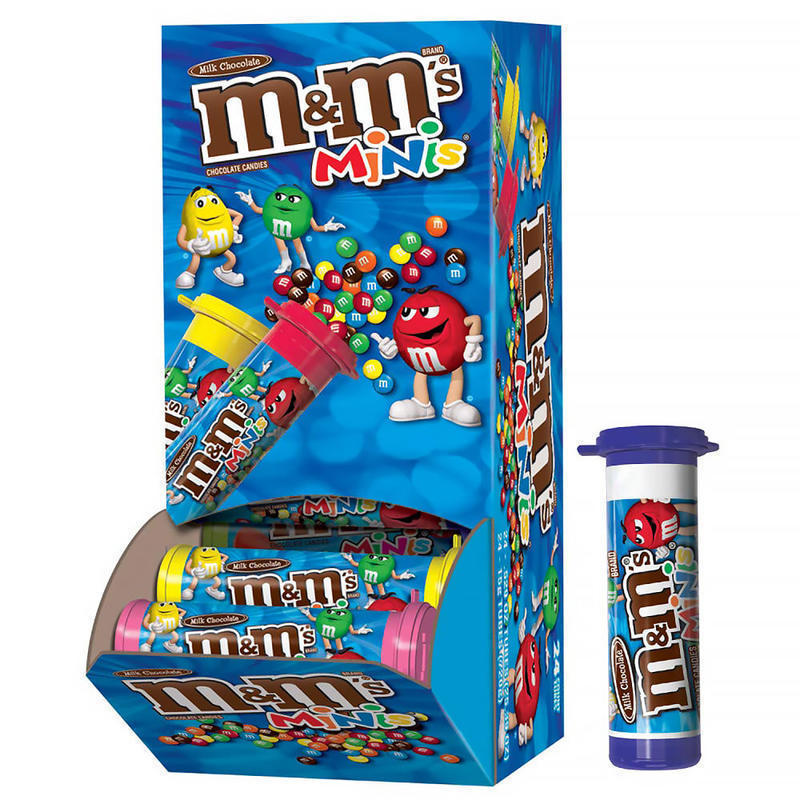 M&Ms Milk Chocolate Mini Tubes, 1.08 Oz, Box Of 24 Tubes MPN:551237