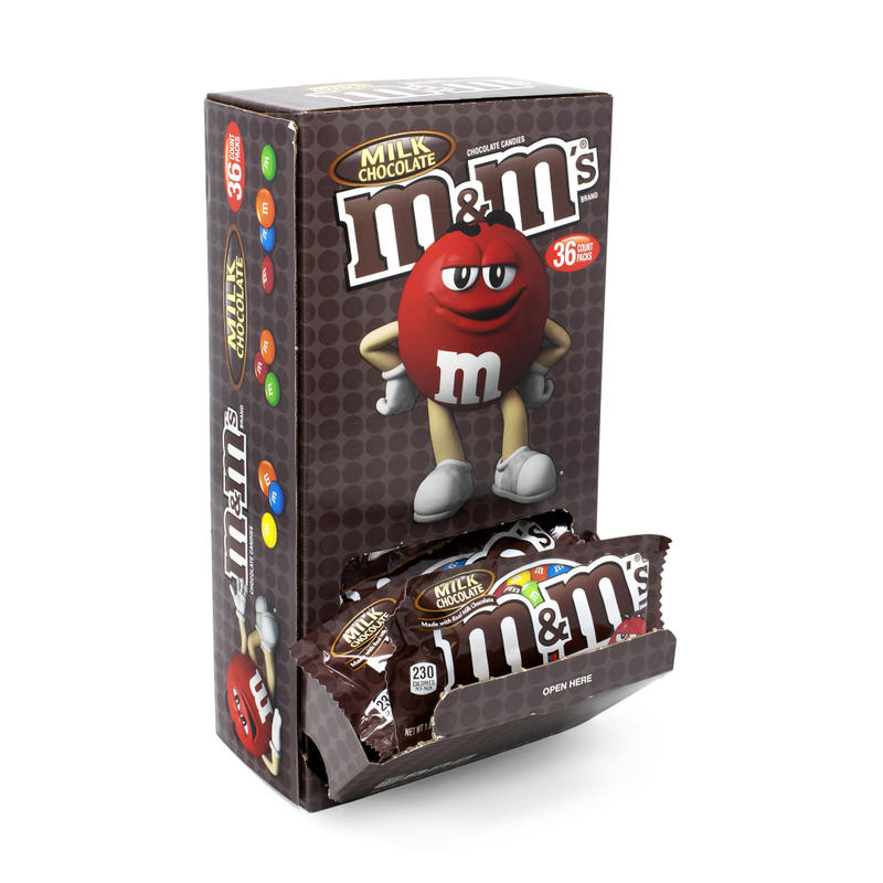 M&Ms Milk Chocolate Candies, 1.69 Oz, Pack Of 36 Bags MPN:551489