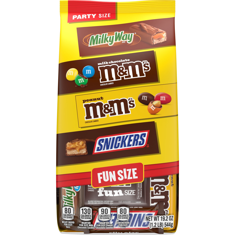 Mars M&Ms, Snickers & Milky Way Fun Size Chocolate Candy Variety Pack, 19.2 Oz Bulk Bag MPN:MMM59868