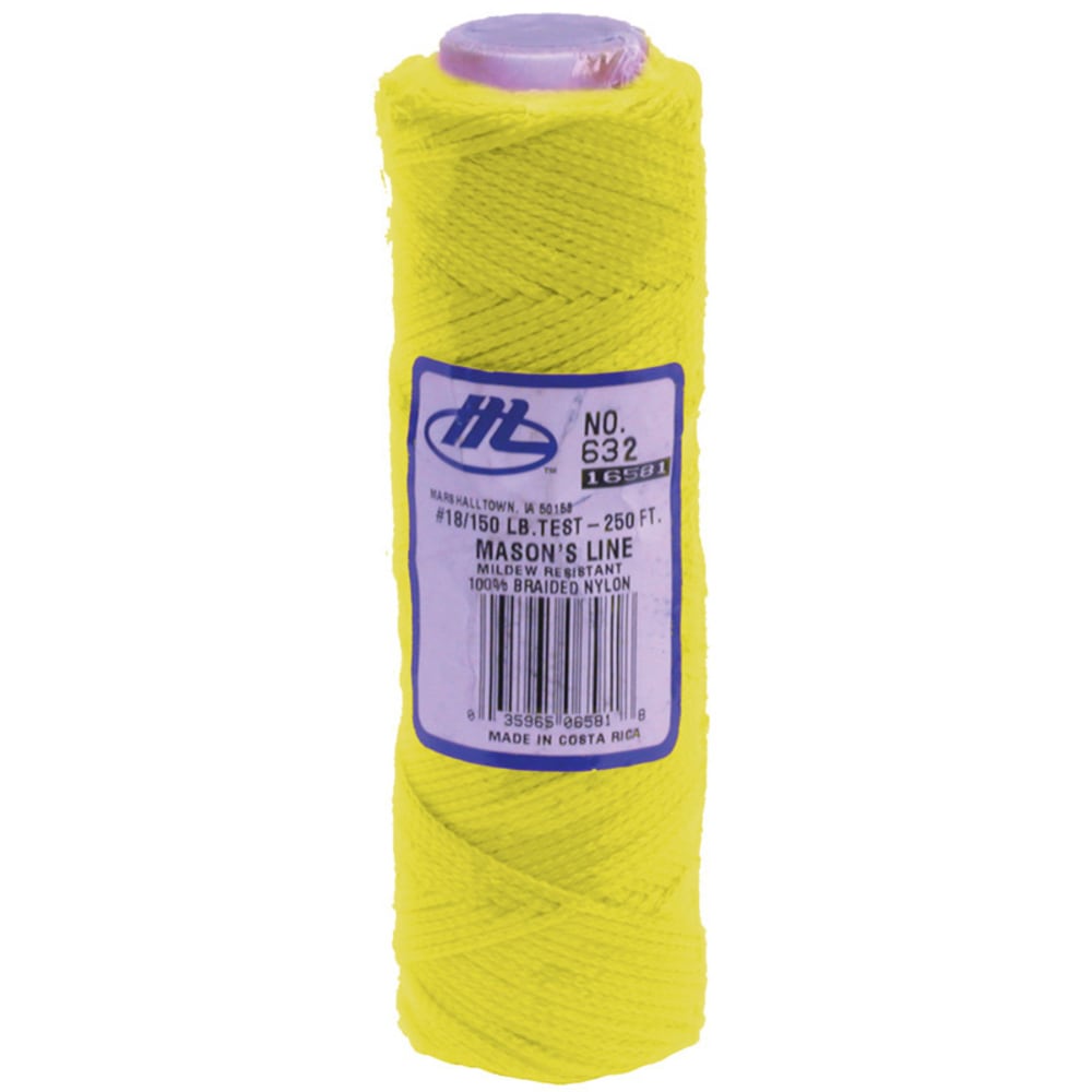 Marshalltown Braided Nylon Masons Line, 250ft, Fluorescent Yellow MPN:16582
