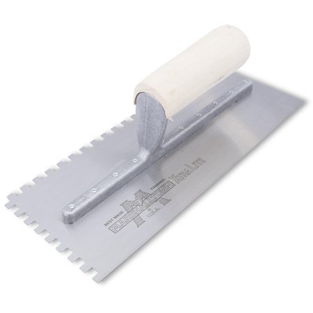 Notched Trowel, Wood Hndle, 1/4