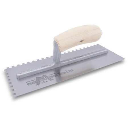 Notched Trowel, Curvd Hndl, 1/4