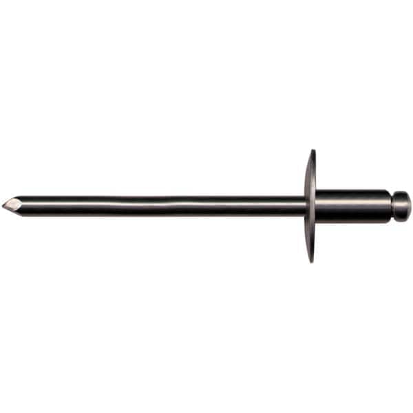 Open End Blind Rivet: Size 612, Large Flange Head, Aluminum Body, Aluminum Mandrel MPN:M50260 - Pkg Qty 2000