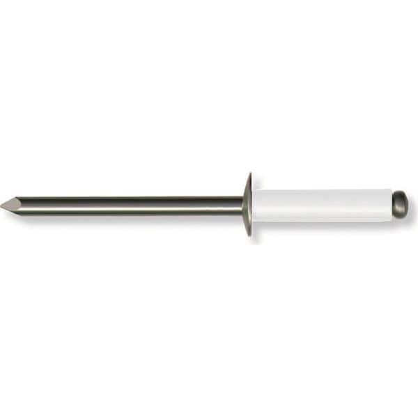 Open End Blind Rivet: Size 64, Button Head, Aluminum Body, Aluminum Mandrel MPN:M75224