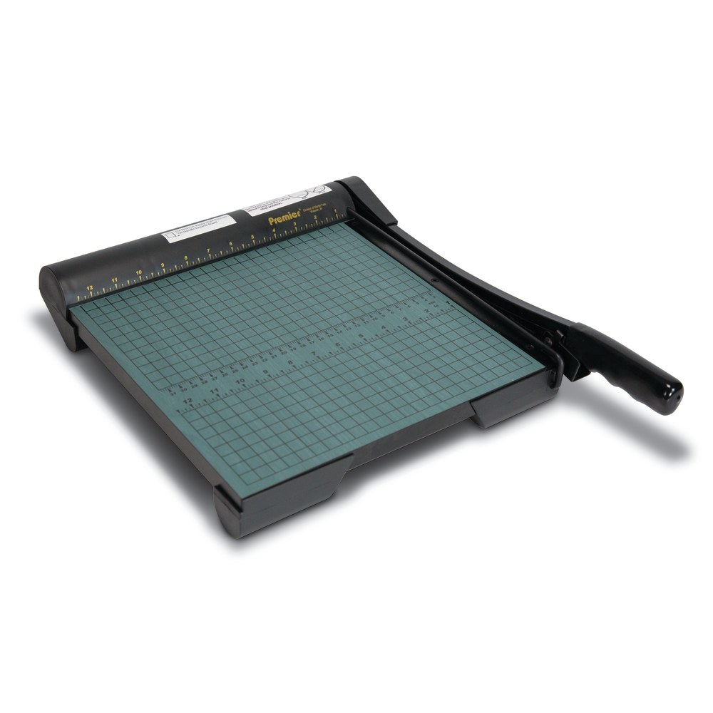 Premier Heavy-Duty Wood Base Paper Trimmer, 12in, Green MPN:W12