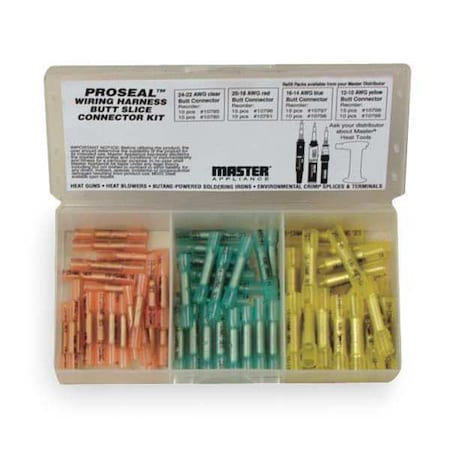 Wire Connector Kit, 10 AWG Max, Multicolored, Polyolefin Insulation MPN:10054