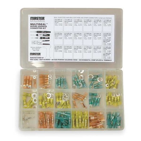 Wire Connector & Terminal Kit, 10 AWG, 600 V, Polyolefin Insulated, Blue, Clear, Red, Yellow MPN:11824
