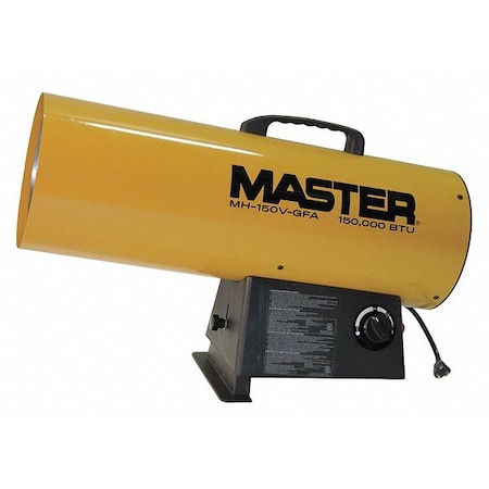 Portable Gas Torpedo Heater, Liquid Propane, Continuous Spark, 150, 000 BtuH, 25 39/64 in L MPN:150VMHD-GFA