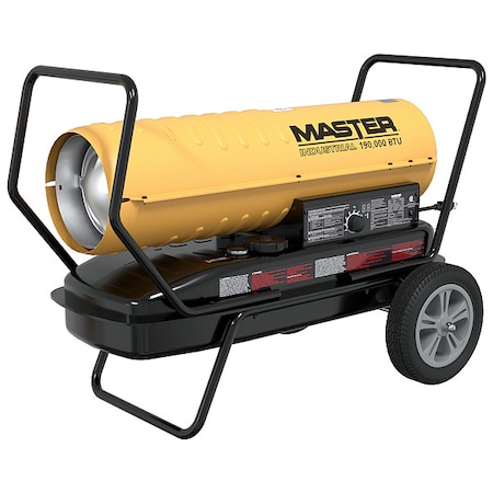 Portable Oil and Kerosene Torpedo Heater, Diesel, Kerosene, 630 cfm, 4, 300 sq ft Heat Area 13 gal MPN:190TMHD-KFA