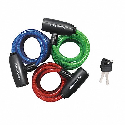 Cable Lock 6 Steel Blue Green Red PK3 MPN:8127TRI