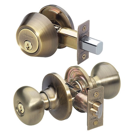 Knob Lockset, Biscuit Style, Antique Brass MPN:BCC0605KA4S