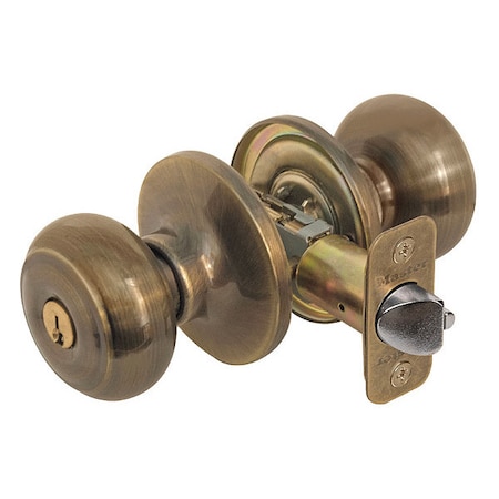 Knob Lockset, Rusk Style, Antique Brass MPN:RU0105KA4S