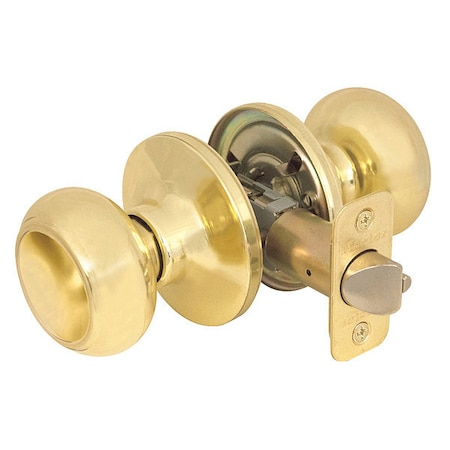 Knob Lockset, Rusk Style, Polished Brass MPN:RU0403BOX