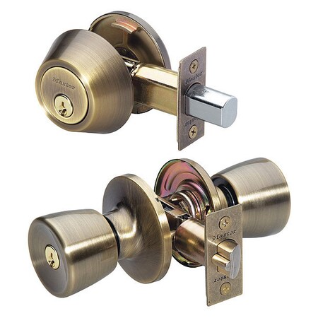 Knob Lockset, Tulip Style, Antique Brass MPN:TUC0605KA4