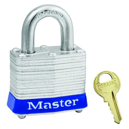 Lockout Padlock, Keyed Different, Steel, Blue, 3/4 in Shackle Height, 1 9/16 in Body Width MPN:3BLU