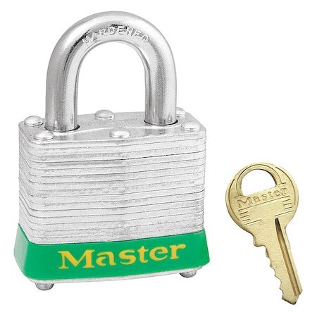 Lockout Padlock, Keyed Alike, Steel, Green, 3/4 in Shackle Height, 1 9/16 in Body Width MPN:3KAGRN-0491
