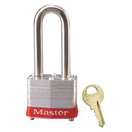 Lockout Padlock, Keyed Alike, Steel, Red, 2 in Shackle Height, 1 9/16 in Body Width, 1 No. of Keys MPN:3KALHRED-0630