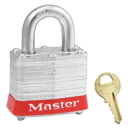 Lockout Padlock, Keyed Alike, Steel, Red, 3/4 in Shackle Height, 1 9/16 in Body Width MPN:3KARED-0630
