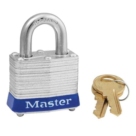 Lockout Padlock, Keyed Alike, Steel, Blue, 9/16 in Shackle Height, 1 9/16 in Body Width, 3 PK MPN:3KAS3BLU